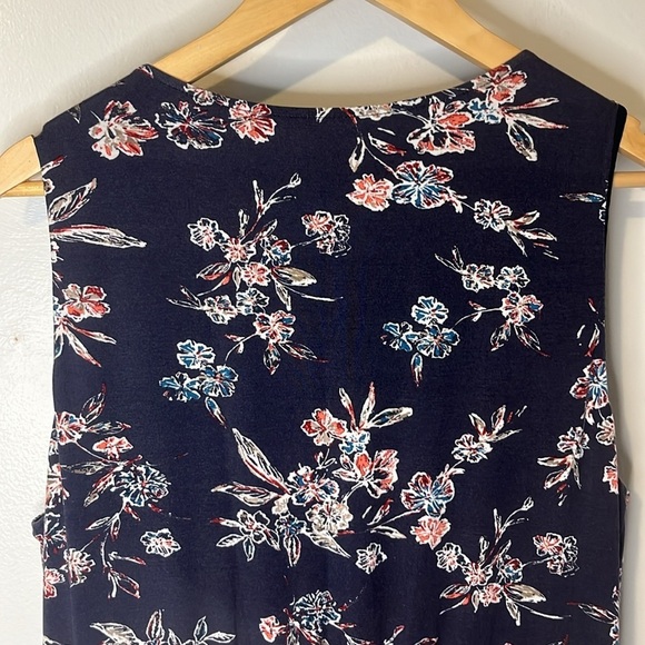 Garnet Hill NWT Navy Blue Floral Jersey Knit Sheath Dress with Pockets Sz L - Picture 7 of 8